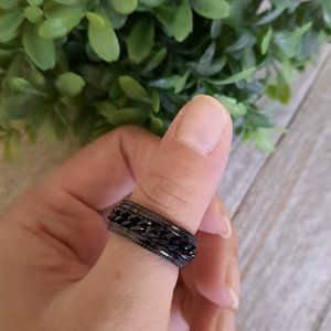 Men's Black Stainless Steel Wide Band Spinner Ring NWT! - Size 7